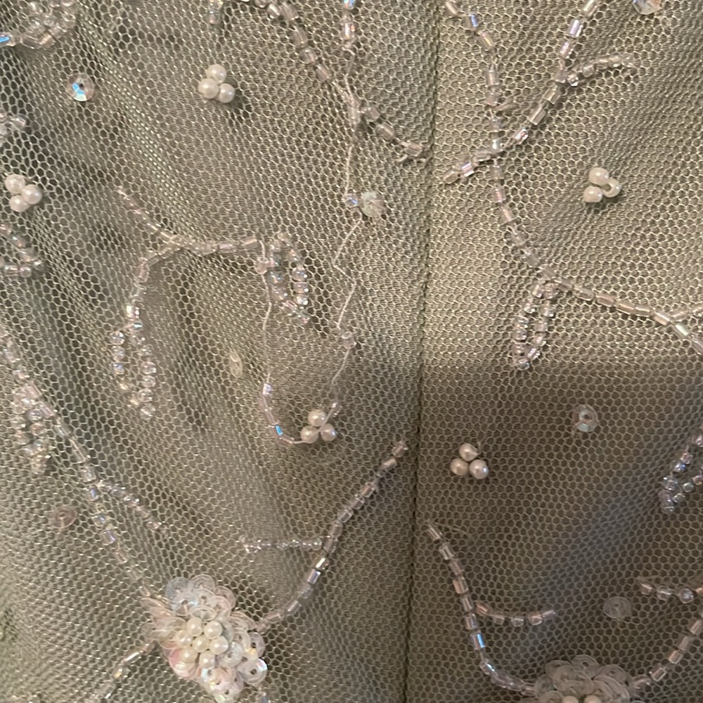 Beaded Sage Green Maxi Dress with Scarf - Picture 13 of 13